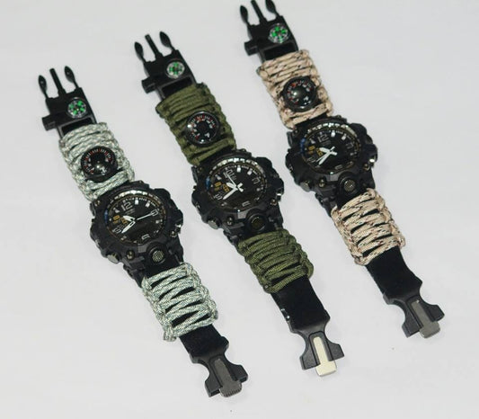 Outdoor survival watch with dual time display design