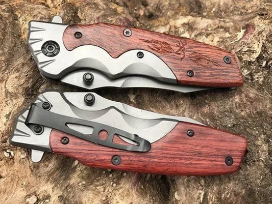 Tactical style folding knife for camping, hiking, and daily carry on the rock in folding