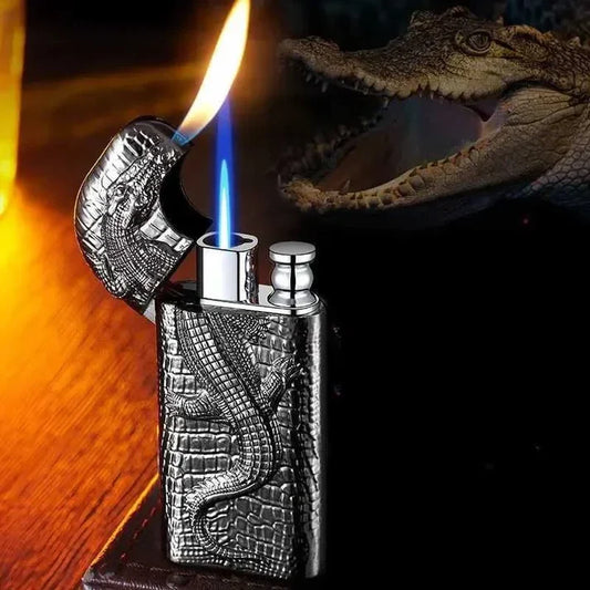 crocodile embossed metal lighter