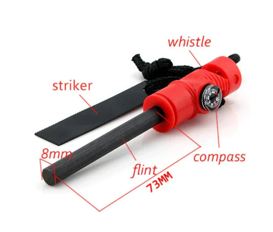 Zeng emergency magnesium fire starter with built-in compass and safety whistle