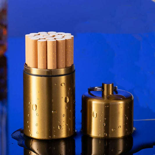 Metal Round Cigarette Case with Cigarette