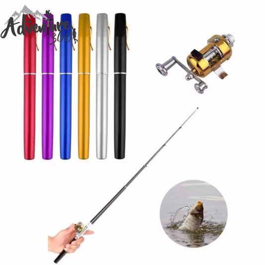 Mini portable pocket fishing rod with telescopic pen-style design
