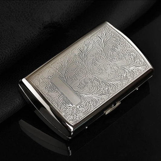 SilverVintageFlowerCarvingCigaretteCase