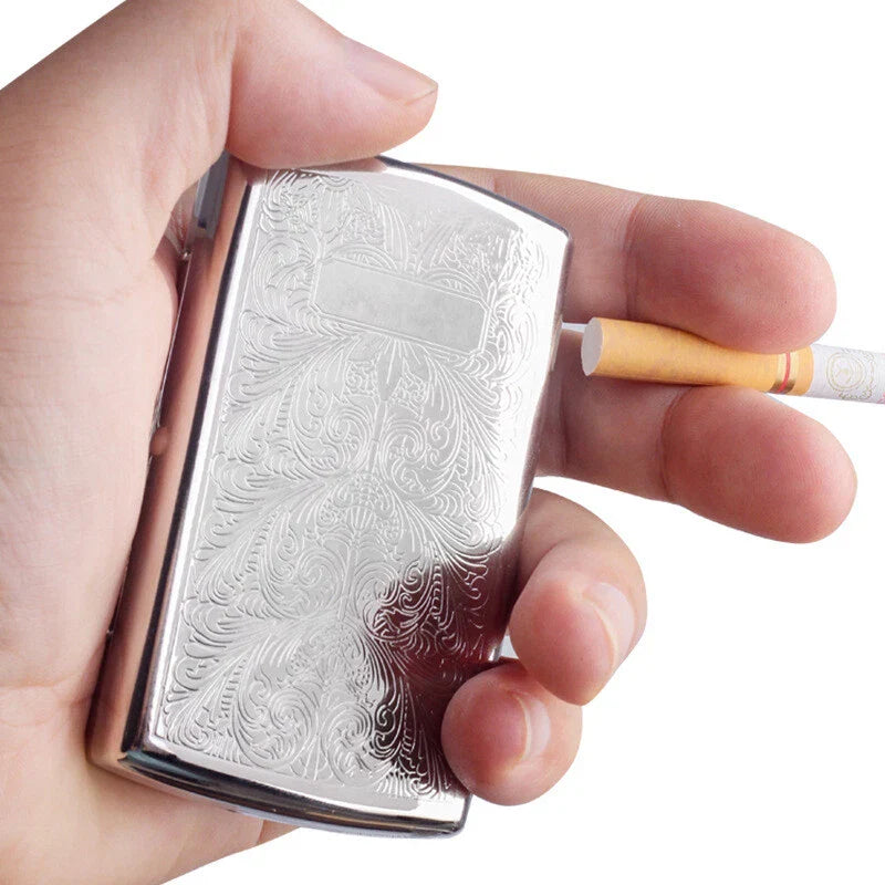 A Man Is Holding Vintage Cigarette Case in His hand with cigarette 