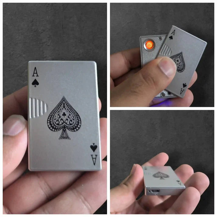 Silver Poker ace Lighters in the Spark