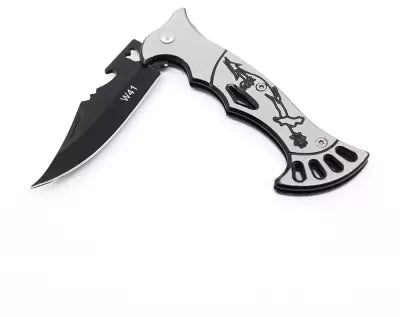 Folding knife with decorative handle on a white background